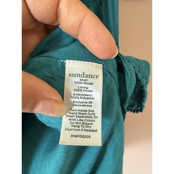 Sundance Teal Embroidered Floral Naomi Isles Top Boho Peasant Feminine Cottage S - Picture 8 of 9